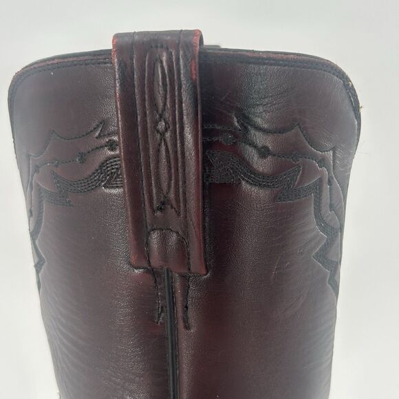 Lucchese Classic Handmade Black Cherry Leather Majestic Roper Boots Mens 7.5 B